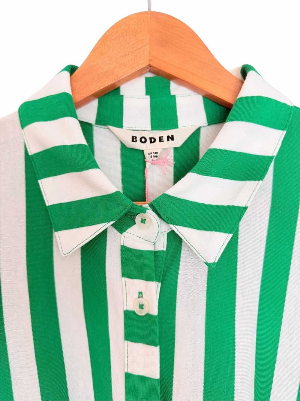 NWT Boden LIBBY Green & White Striped Midi Shirt Dress Sz 10R - Picture 11 of 16